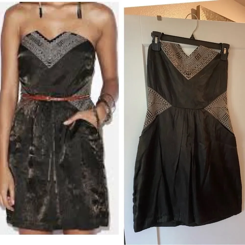 Urban Outfitters | Ecote Metallic Black Strapless Dress | NWT | Size Medium - Picture 3 of 10